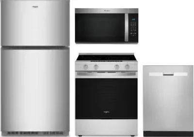 4 Piece Package Includes Refrigerator, Range, Microwave And Dishwasher