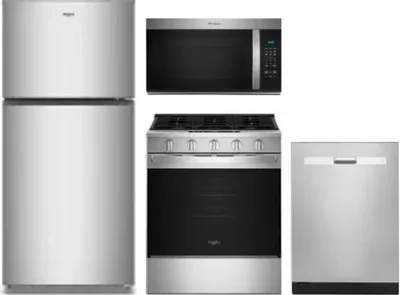 4 Piece Package Includes Refrigerator, Range, Microwave And Dishwasher
