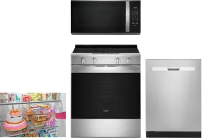 4 Piece Package Includes Refrigerator, Range, Microwave And Dishwasher