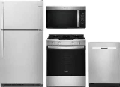 4 Piece Package Includes Refrigerator, Range, Microwave And Dishwasher
