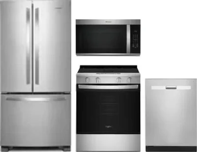 4 Piece Package Includes Refrigerator, Range, Microwave And Dishwasher