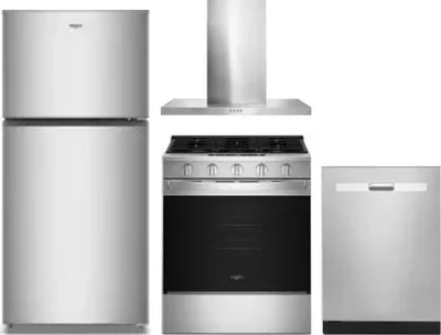 4 Piece Package Includes Refrigerator, Range, Hood And Dishwasher
