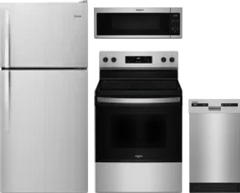 4 Piece Package Includes Refrigerator, Range, Microwave And Dishwasher