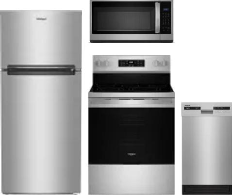4 Piece Package Includes Refrigerator, Range, Microwave And Dishwasher