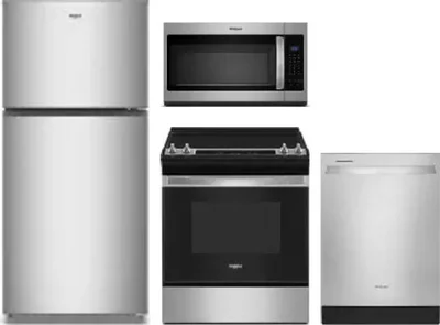 4 Piece Package Includes Refrigerator, Range, Microwave And Dishwasher