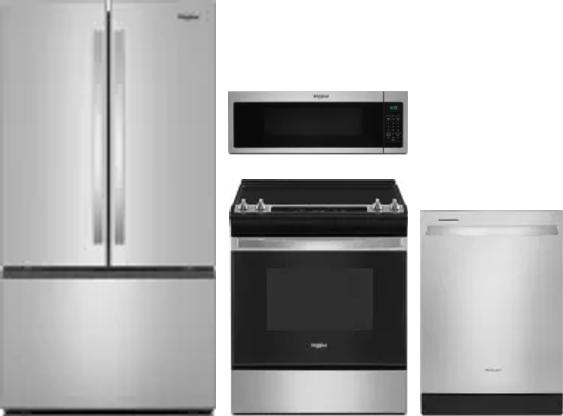 4 Piece Package Includes Refrigerator, Range, Microwave And Dishwasher