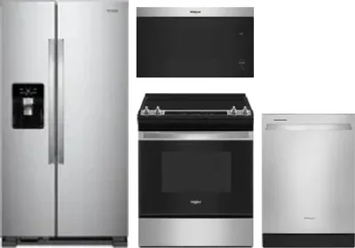 4 Piece Package Includes Refrigerator, Range, Microwave And Dishwasher