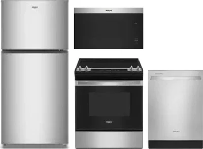 4 Piece Package Includes Refrigerator, Range, Microwave And Dishwasher