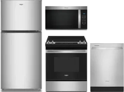 4 Piece Package Includes Refrigerator, Range, Microwave And Dishwasher