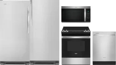 5 Piece Package Includes Refrigerator, Freezer, Range, Microwave And Dishwasher
