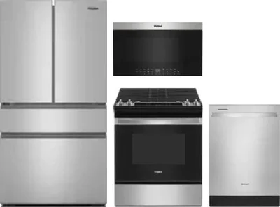 4 Piece Package Includes Refrigerator, Range, Microwave And Dishwasher