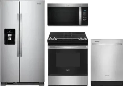 4 Piece Package Includes Refrigerator, Range, Microwave And Dishwasher