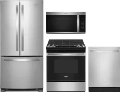 4 Piece Package Includes Refrigerator, Range, Microwave And Dishwasher