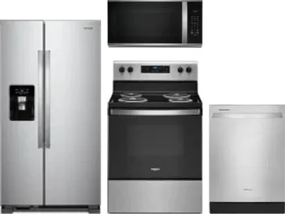 4 Piece Package Includes Refrigerator, Range, Microwave And Dishwasher