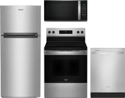 4 Piece Package Includes Refrigerator, Range, Microwave And Dishwasher