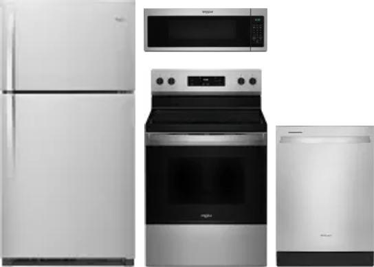4 Piece Package Includes Refrigerator, Range, Microwave And Dishwasher