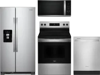4 Piece Package Includes Refrigerator, Range, Microwave And Dishwasher