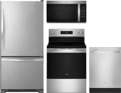 4 Piece Package Includes Refrigerator, Range, Microwave And Dishwasher