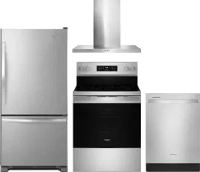 4 Piece Package Includes Refrigerator, Range, Hood And Dishwasher
