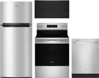 4 Piece Package Includes Refrigerator, Range, Microwave And Dishwasher