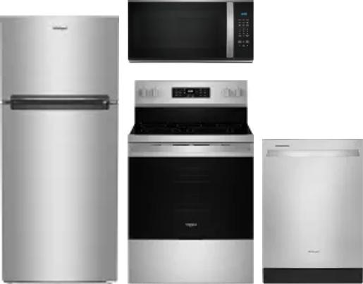 4 Piece Package Includes Refrigerator, Range, Microwave And Dishwasher