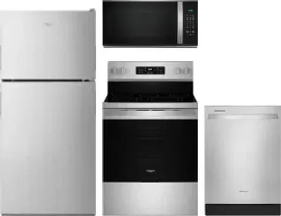 4 Piece Package Includes Refrigerator, Range, Microwave And Dishwasher