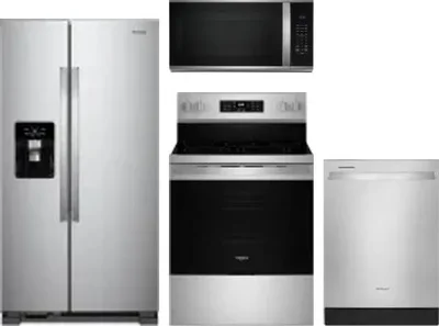 4 Piece Package Includes Refrigerator, Range, Microwave And Dishwasher
