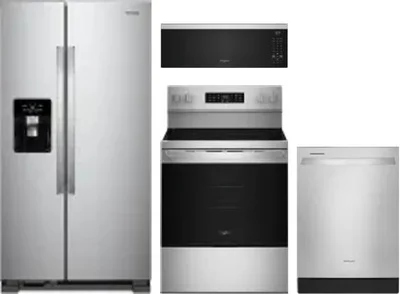 4 Piece Package Includes Refrigerator, Range, Microwave And Dishwasher