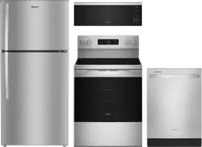 4 Piece Package Includes Refrigerator, Range, Microwave And Dishwasher