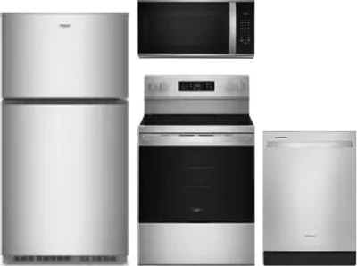 4 Piece Package Includes Refrigerator, Range, Microwave And Dishwasher
