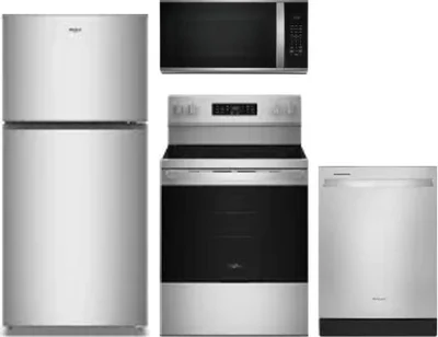 4 Piece Package Includes Refrigerator, Range, Microwave And Dishwasher