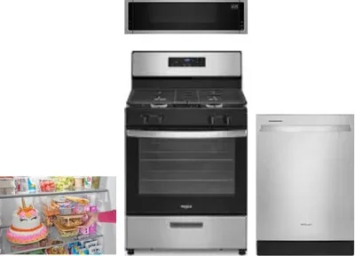 4 Piece Package Includes Refrigerator, Range, Microwave And Dishwasher