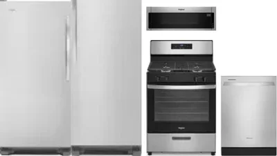 5 Piece Package Includes Refrigerator, Freezer, Range, Microwave And Dishwasher
