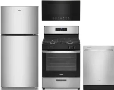 4 Piece Package Includes Refrigerator, Range, Microwave And Dishwasher