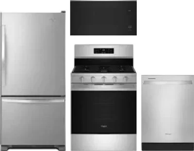 4 Piece Package Includes Refrigerator, Range, Microwave And Dishwasher