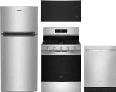 4 Piece Package Includes Refrigerator, Range, Microwave And Dishwasher