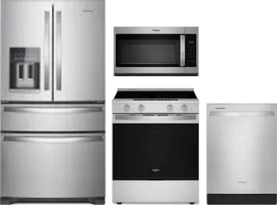 4 Piece Package Includes Refrigerator, Range, Microwave And Dishwasher