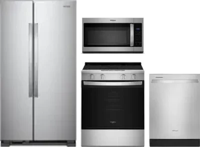 4 Piece Package Includes Refrigerator, Range, Microwave And Dishwasher