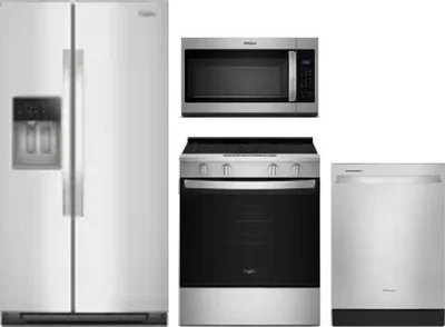 4 Piece Package Includes Refrigerator, Range, Microwave And Dishwasher