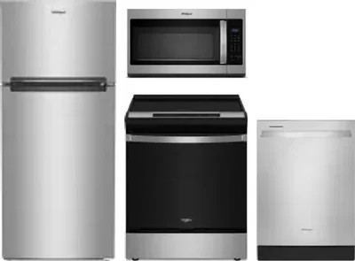 4 Piece Package Includes Refrigerator, Range, Microwave And Dishwasher