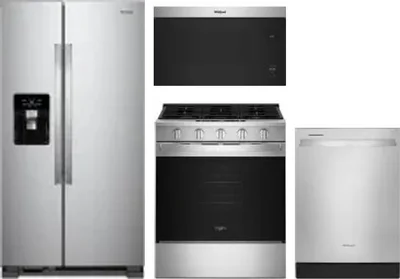 4 Piece Package Includes Refrigerator, Range, Microwave And Dishwasher