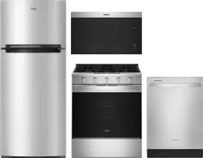 4 Piece Package Includes Refrigerator, Range, Microwave And Dishwasher