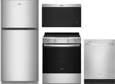 4 Piece Package Includes Refrigerator, Range, Microwave And Dishwasher