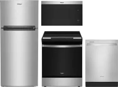 4 Piece Package Includes Refrigerator, Range, Microwave And Dishwasher