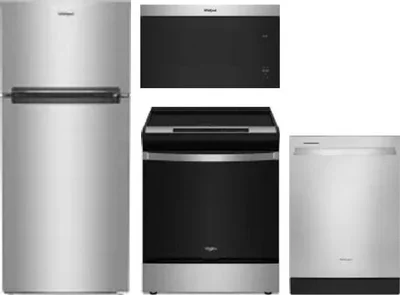 4 Piece Package Includes Refrigerator, Range, Microwave And Dishwasher