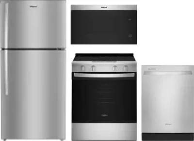 4 Piece Package Includes Refrigerator, Range, Microwave And Dishwasher