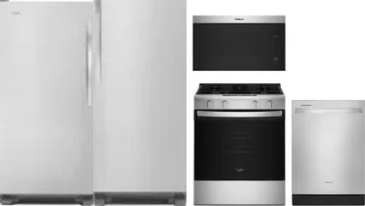 5 Piece Package Includes Refrigerator, Freezer, Range, Microwave And Dishwasher
