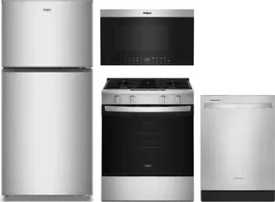 4 Piece Package Includes Refrigerator, Range, Microwave And Dishwasher