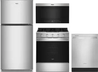 4 Piece Package Includes Refrigerator, Range, Microwave And Dishwasher