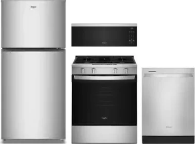 4 Piece Package Includes Refrigerator, Range, Microwave And Dishwasher